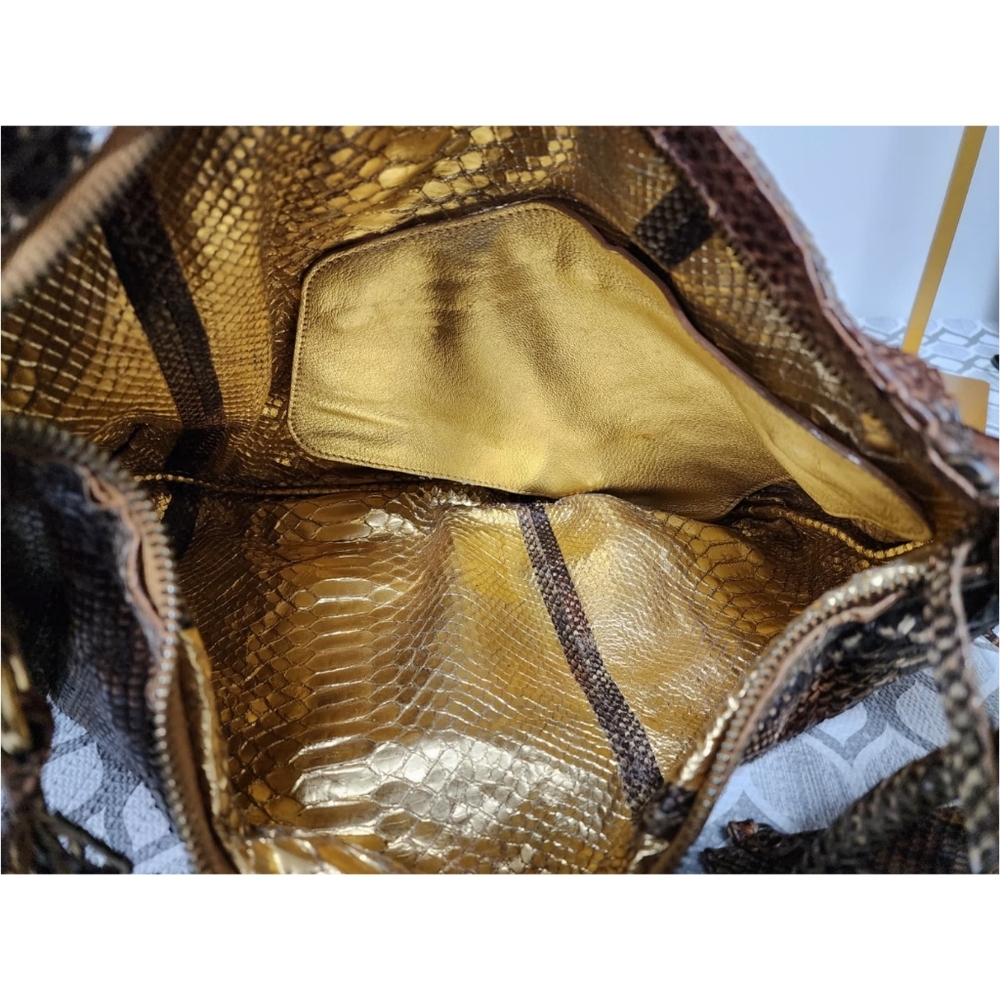 Salvatore Ferragamo Large Python Leather Hobo Bag Brown - Picture 13 of 13